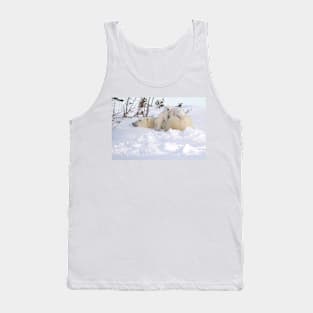 Polar bear cubs playing on Mom's back Tank Top